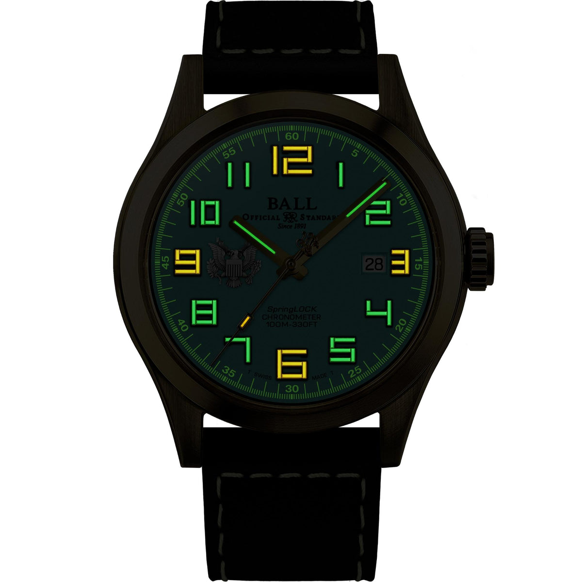 BALL Engineer III 'Army' 43mm Limited Edition Turquoise Dial Leather Mens Automatic Watch ND2186C-L4C-TQ