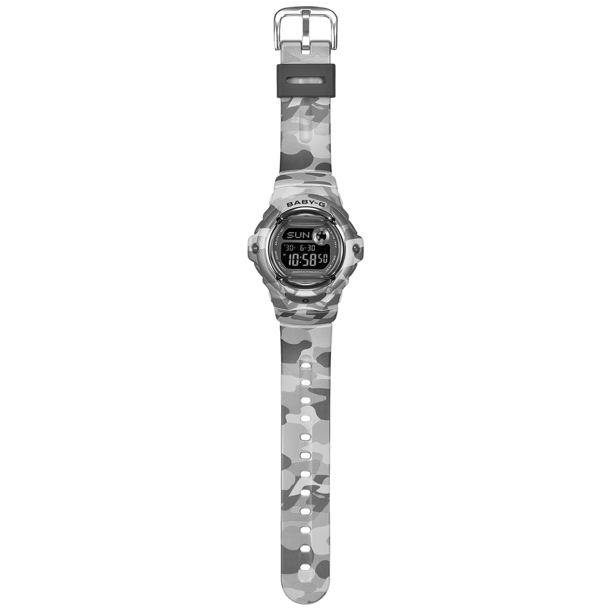 Casio Baby-G BG-169CMB-8ER full view displaying resin strap and digital watch face layout