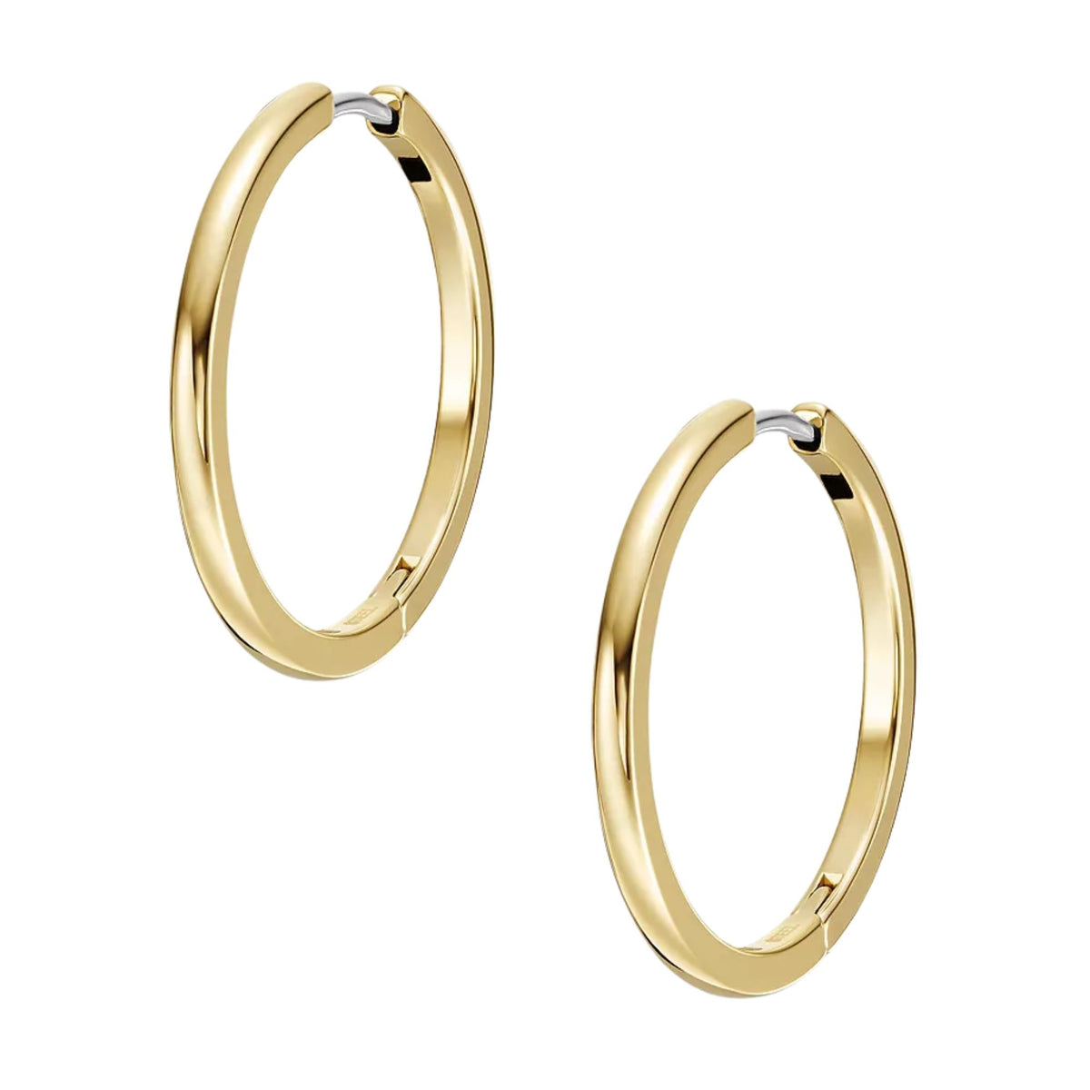 Fossil Ellis 25.2mm Gold Steel Ladies Hoop Earrings JF04638710