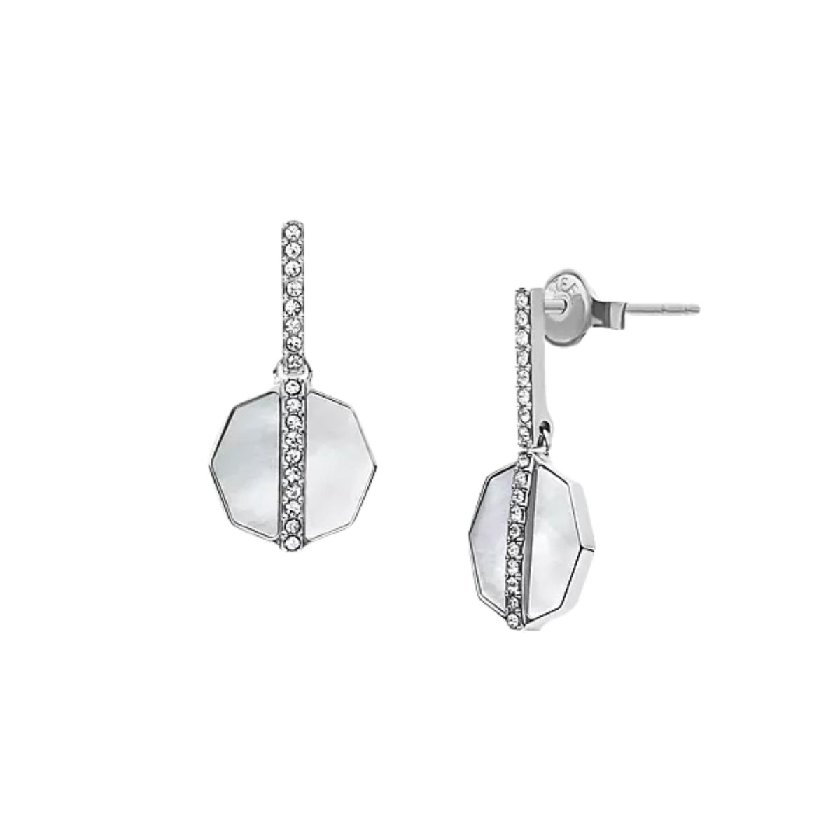 Fossil Merrit Timeless 10.7mm Mother of Pearl Steel Ladies Earrings JF04911040