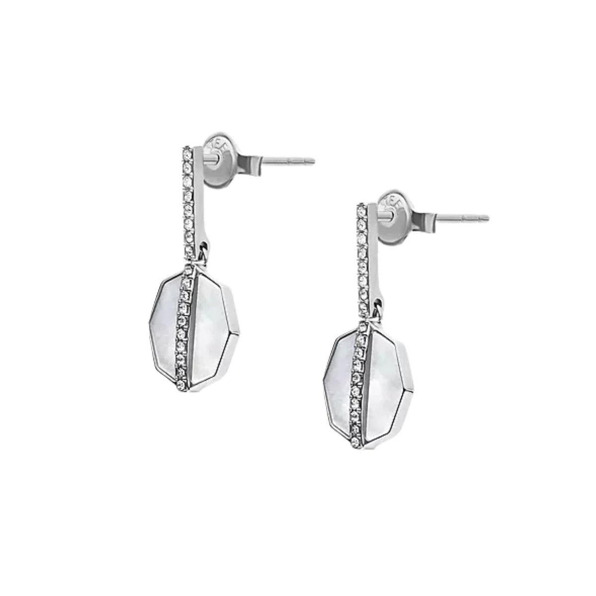 Fossil Merrit Timeless 10.7mm Mother of Pearl Steel Ladies Earrings JF04911040