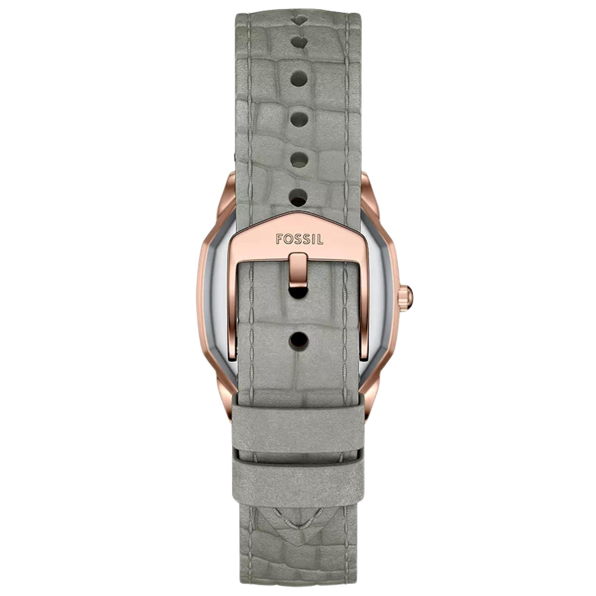 Fossil Harlow ES5435 rear view displaying pin buckle with leather strap tail