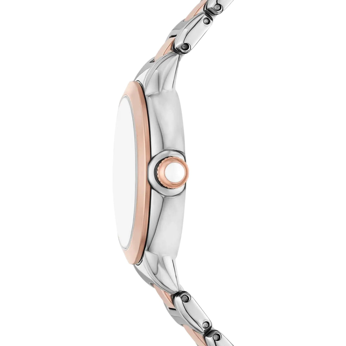 Emporio Armani Mia AR11643 side view of case profile with cabochon crown detail