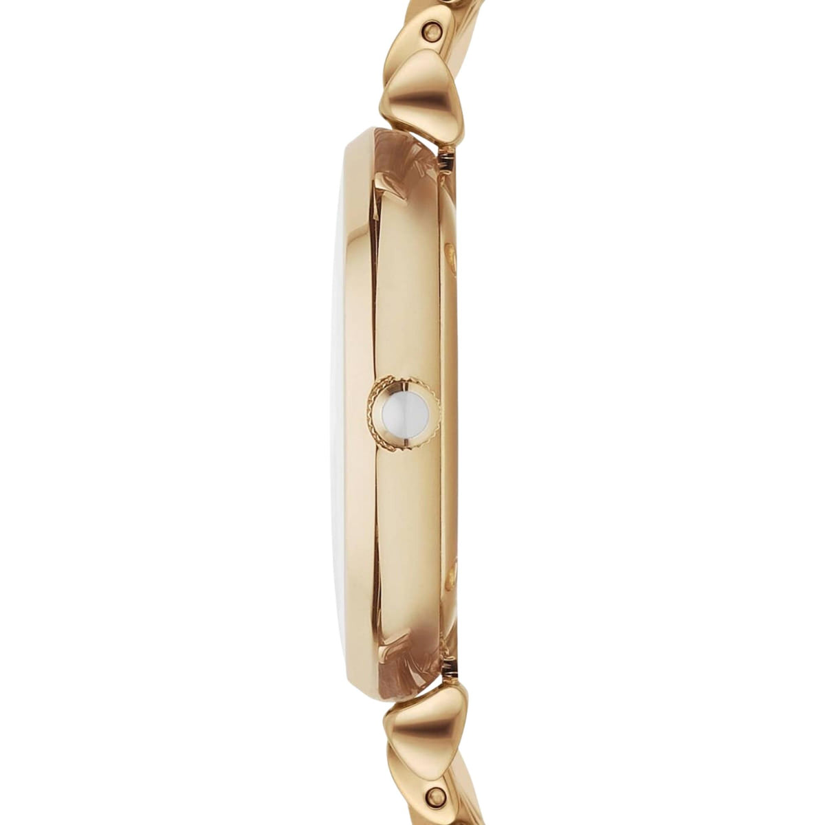 Emporio Armani Gianni T-Bar AR1907 side profile view focusing on slim case thickness and crown detail