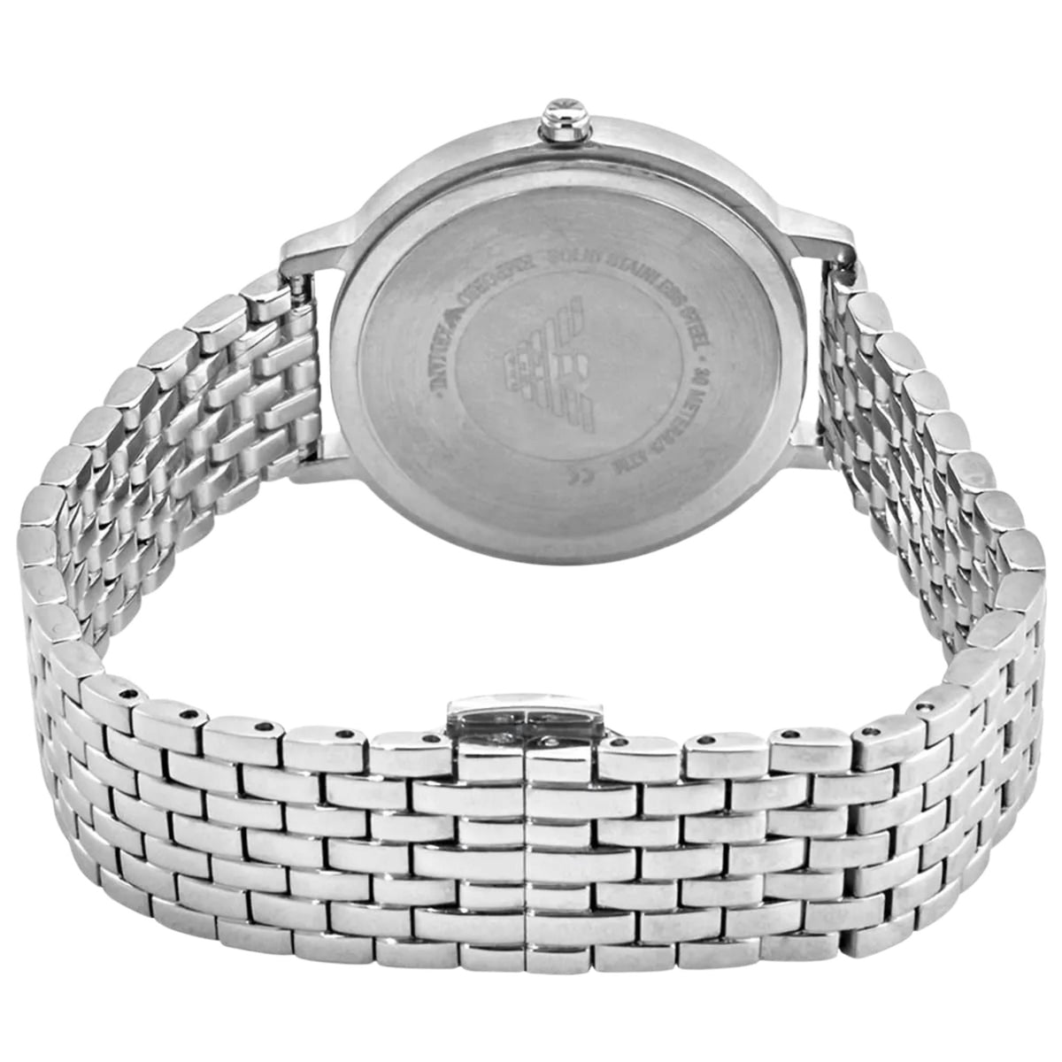 Emporio Armani Kappa AR2511 reverse perspective view showing steel case back and bracelet links
