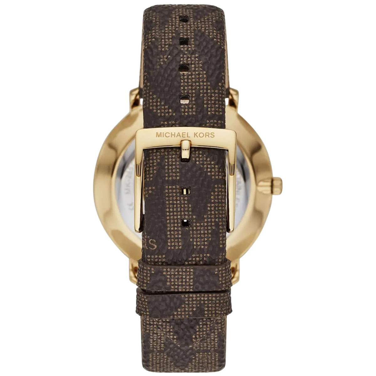 Michael Kors Pyper 38mm Silver Dial Yellow Gold-Tone Steel Leather Ladies Quartz Watch MK2857