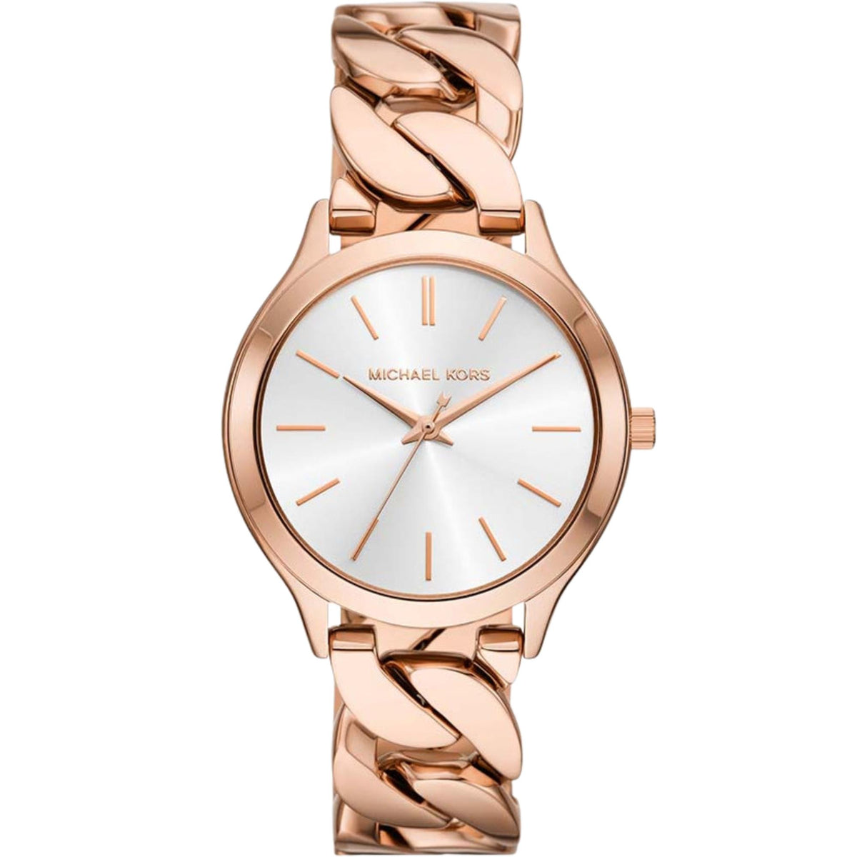 Michael Kors Slim Runway 38mm White Dial Rose Gold-Tone Steel Ladies Quartz Watch MK7473