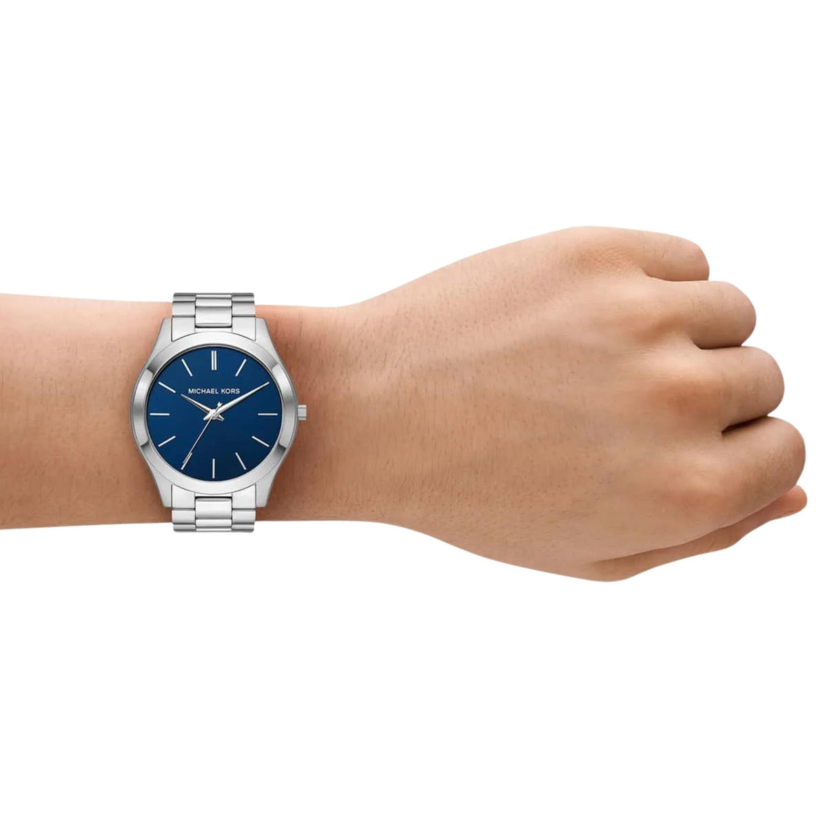 Michael Kors Slim Runway 44mm Blue Dial Steel Mens Quartz Watch MK8988