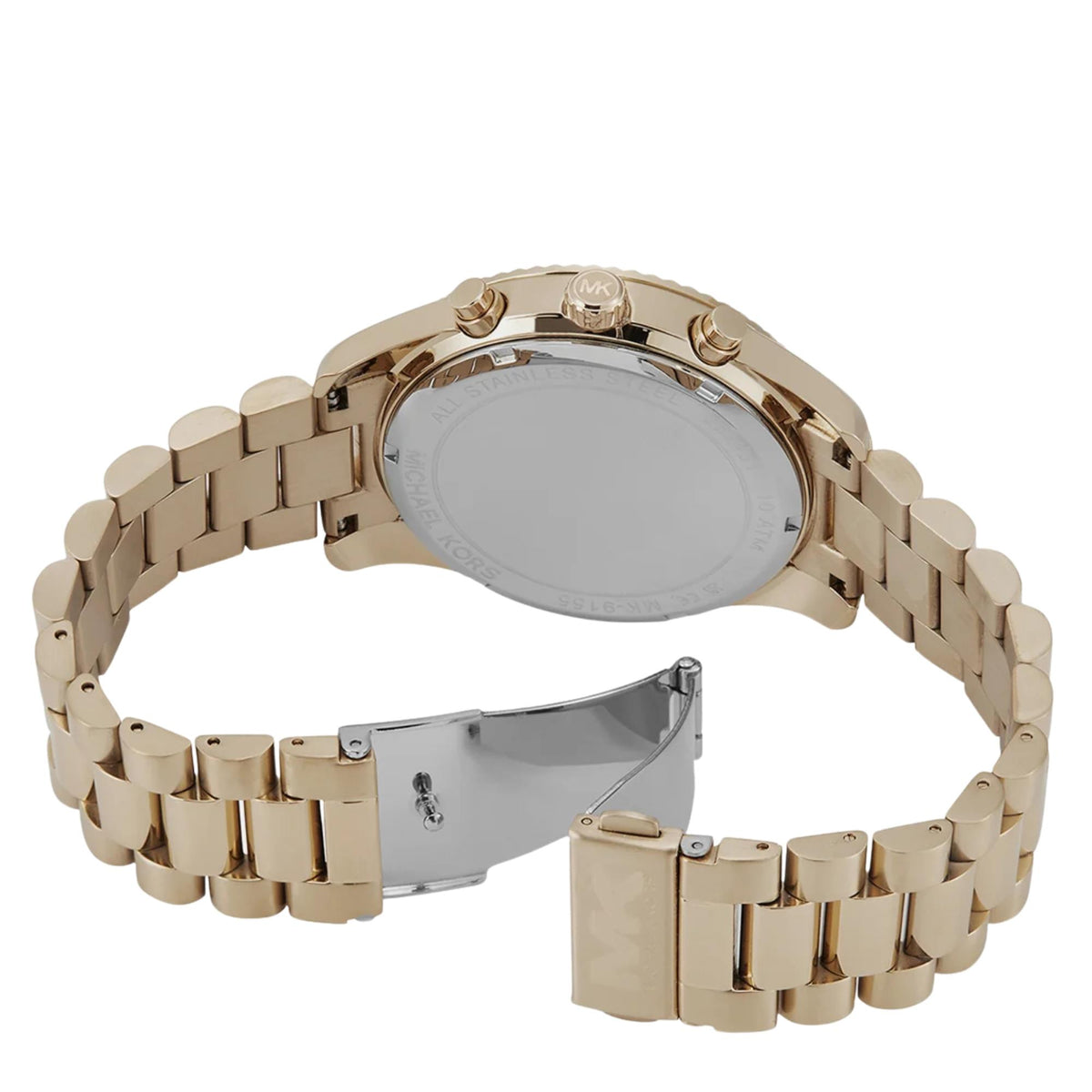 Michael Kors Lexington 44mm Chronograph Black Dial Yellow Gold-Tone Steel Mens Quartz Watch MK9155