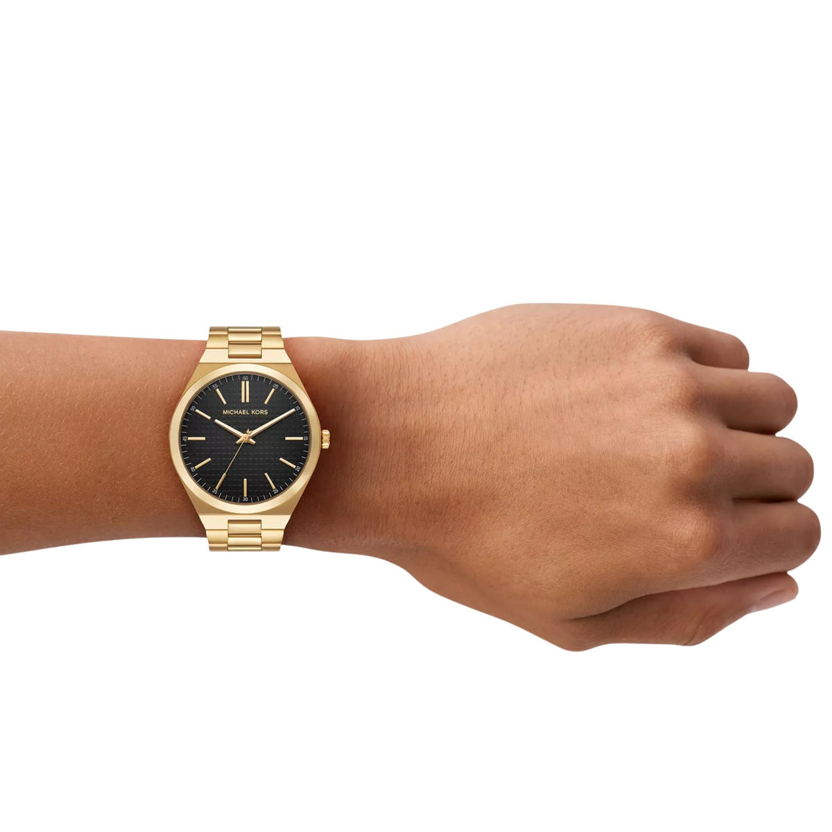 Michael Kors Lennox 43mm Black Dial Yellow Gold-Tone Steel Mens Quartz Watch MK9226