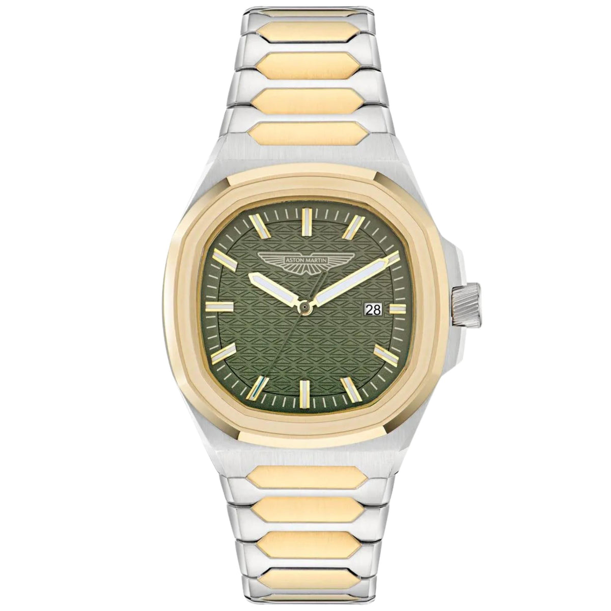 Aston Martin Icon GPQ 39mm Green Dial Two-Tone Steel Mens Quartz Watch MTIG3F603