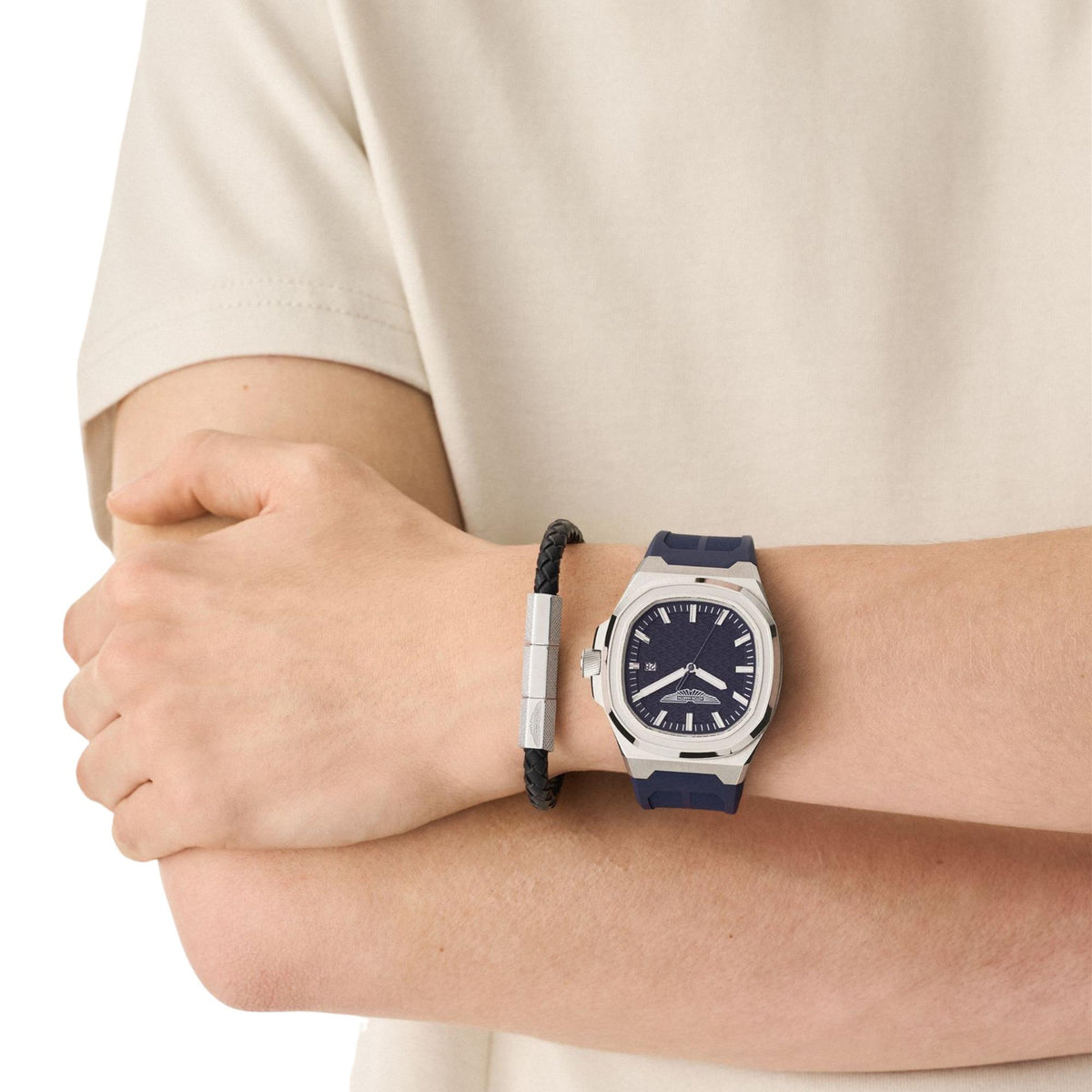 Aston Martin Icon GPQ 42mm Blue Dial Silicone Mens Quartz Watch and Bracelet Gift Sert MTIGGF601