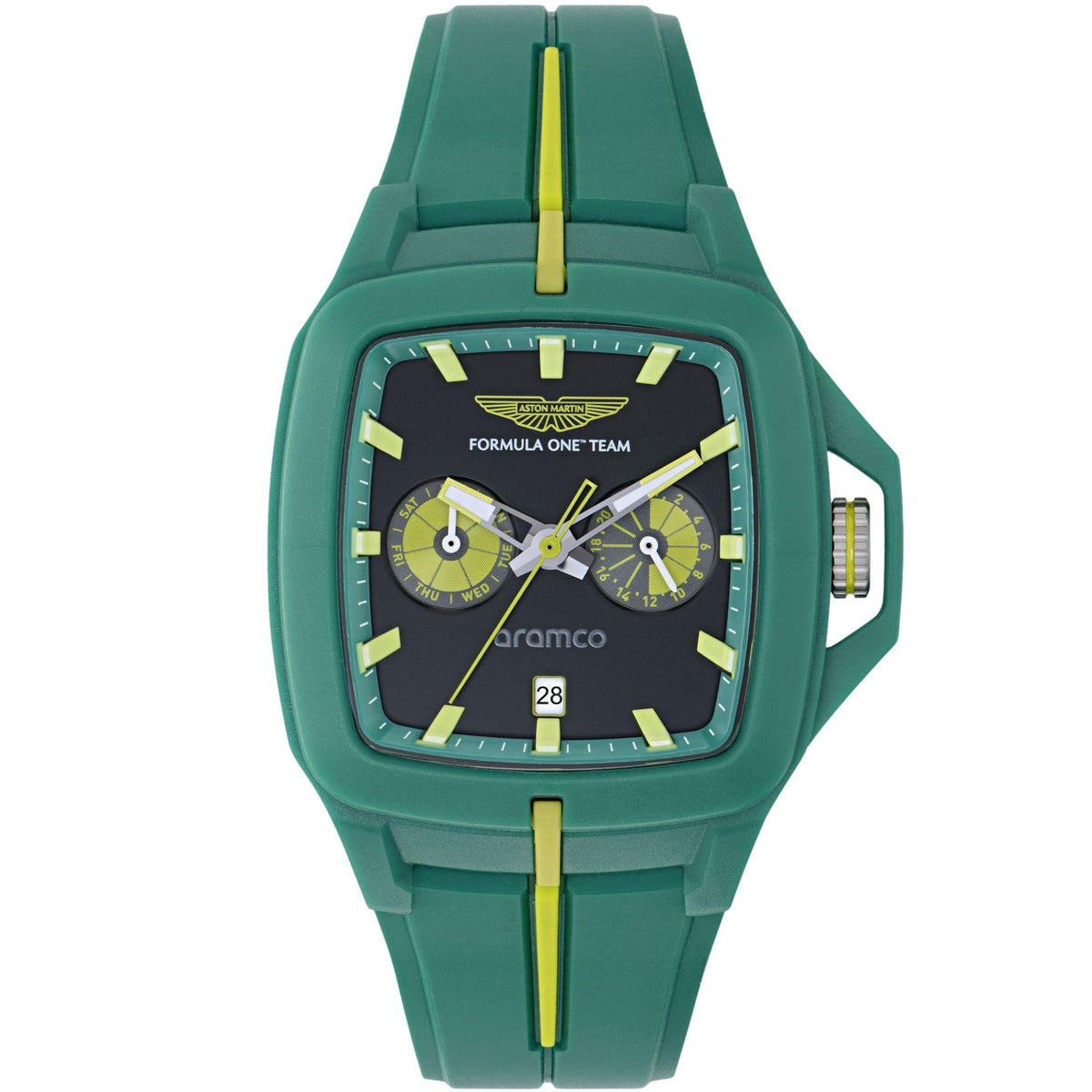 Aston Martin Aramco Formula One Team FLK 47mm Black Dial Silicone Mens Quartz Watch MTFF1F601