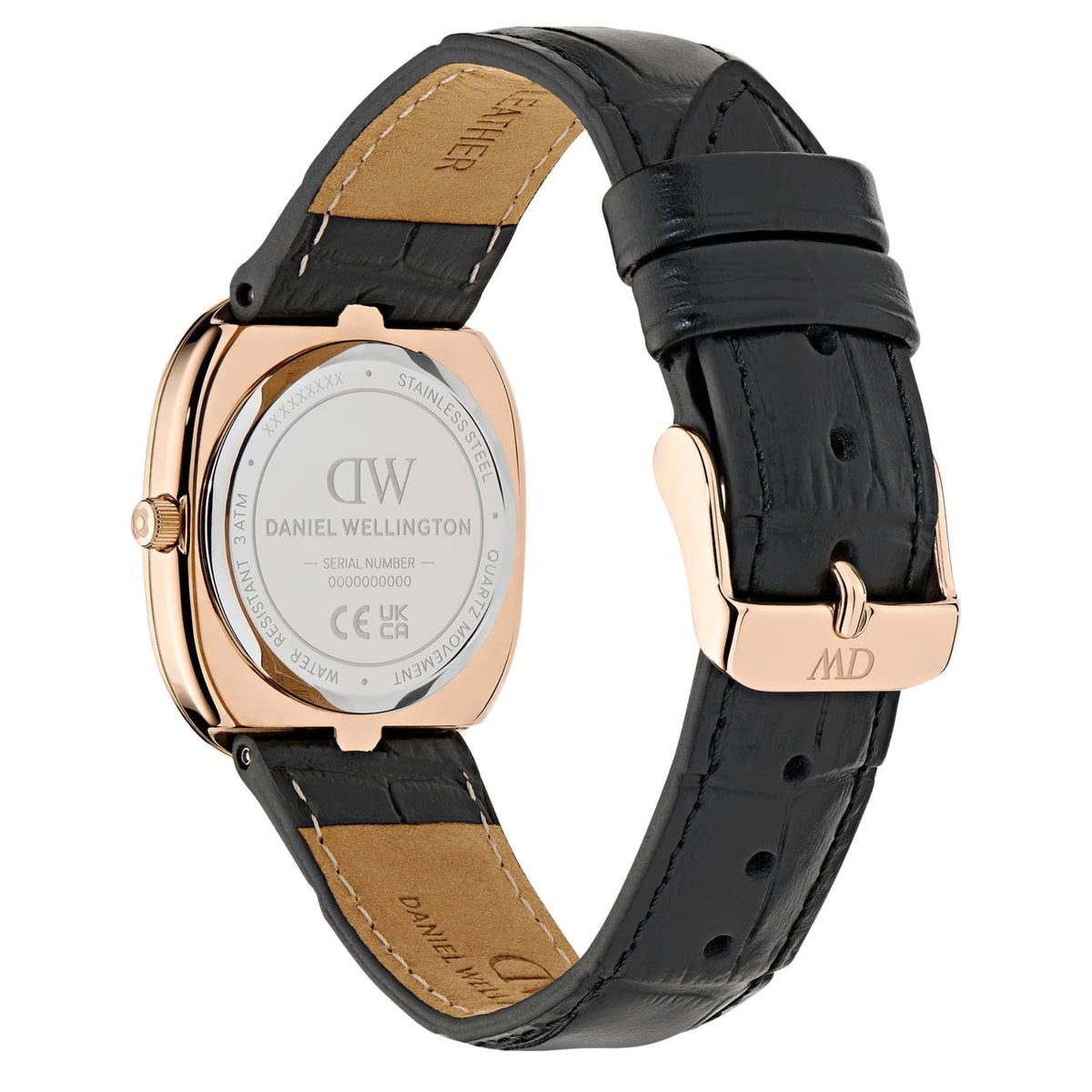 Daniel Wellington Cort 30mm Black Dial Rose Gold-Tone Steel Leather Ladies Quartz Watch DW00100987