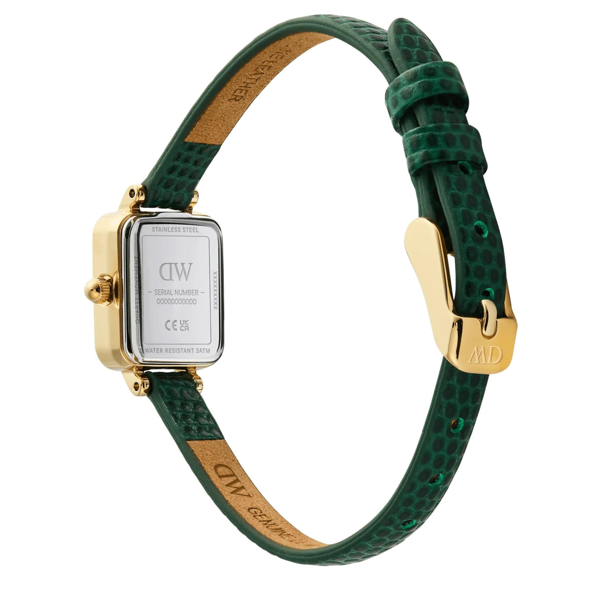 Daniel Wellington Quadro 15.4mm Two-Tone Dial Yellow Gold-Tone Steel Leather Ladies Quartz Watch DW00100958
