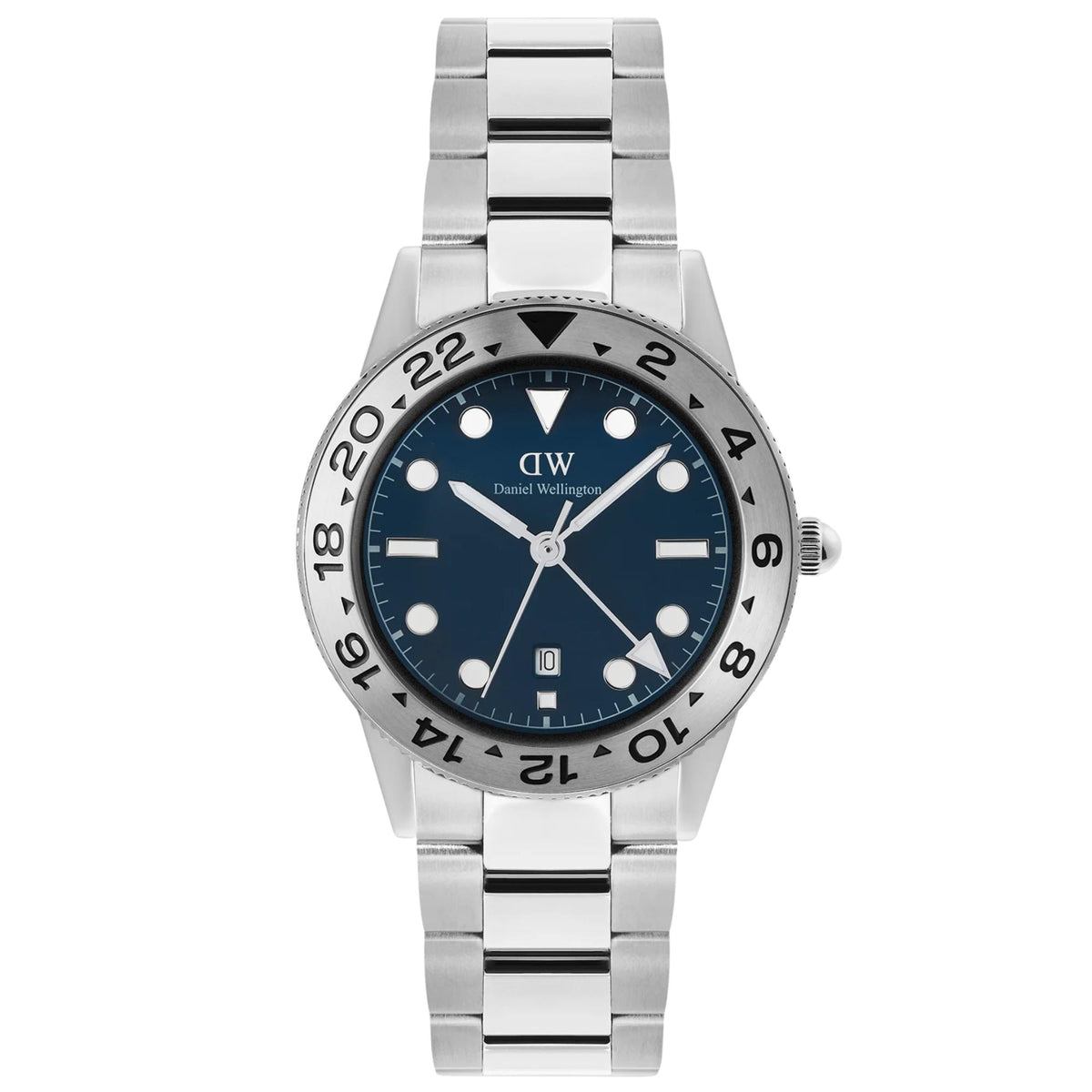 Daniel Wellington Iconic 40mm GMT Blue Dial Steel Mens Quartz Watch DW00100922