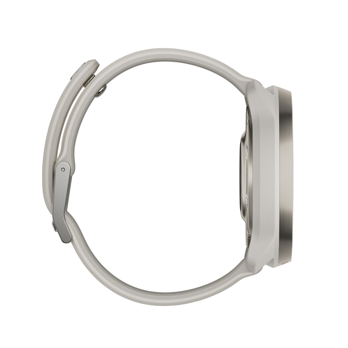 Suunto Race 3S SS051646000 side view showing slim titanium watch case profile and curved silicone strap