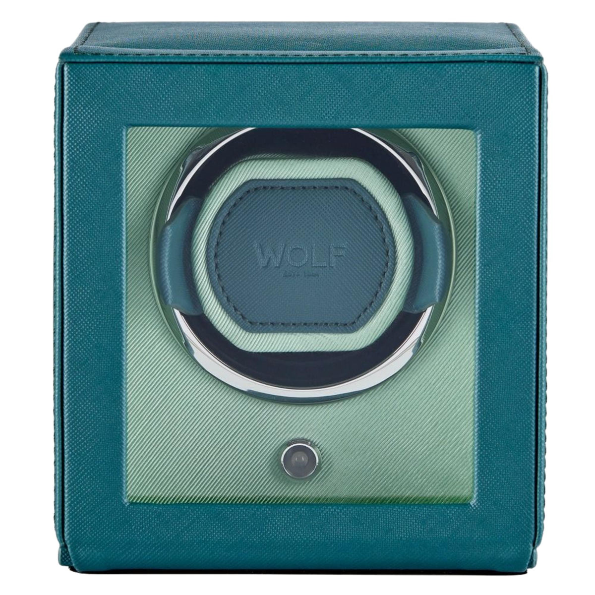 WOLF Cub Seltzer Teal Single Watch Winder with Cover 461140