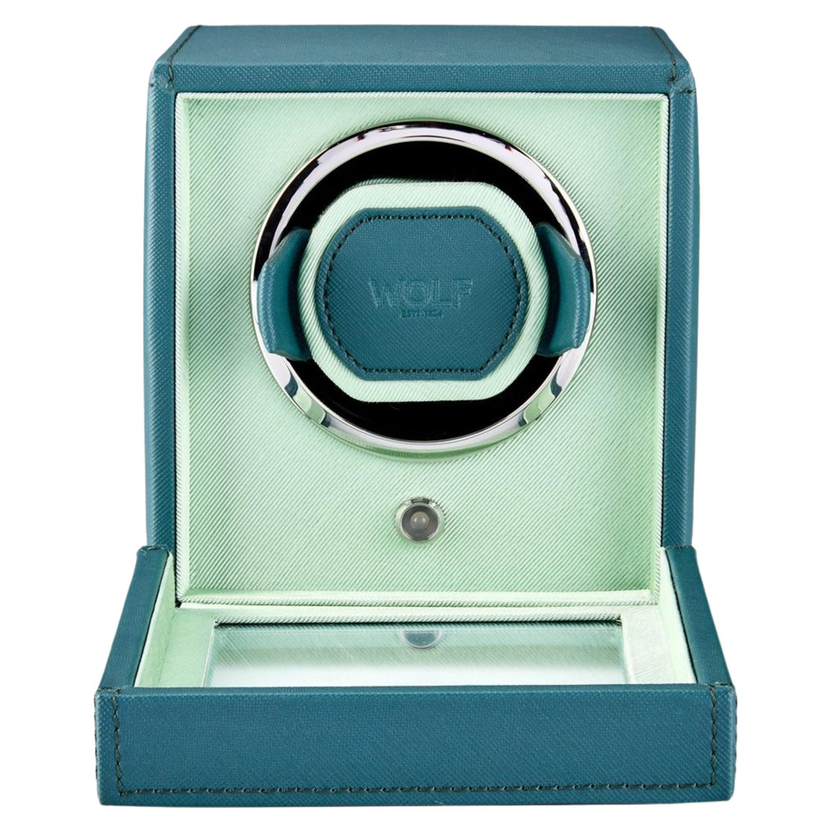 WOLF Cub Seltzer Teal Single Watch Winder with Cover 461140