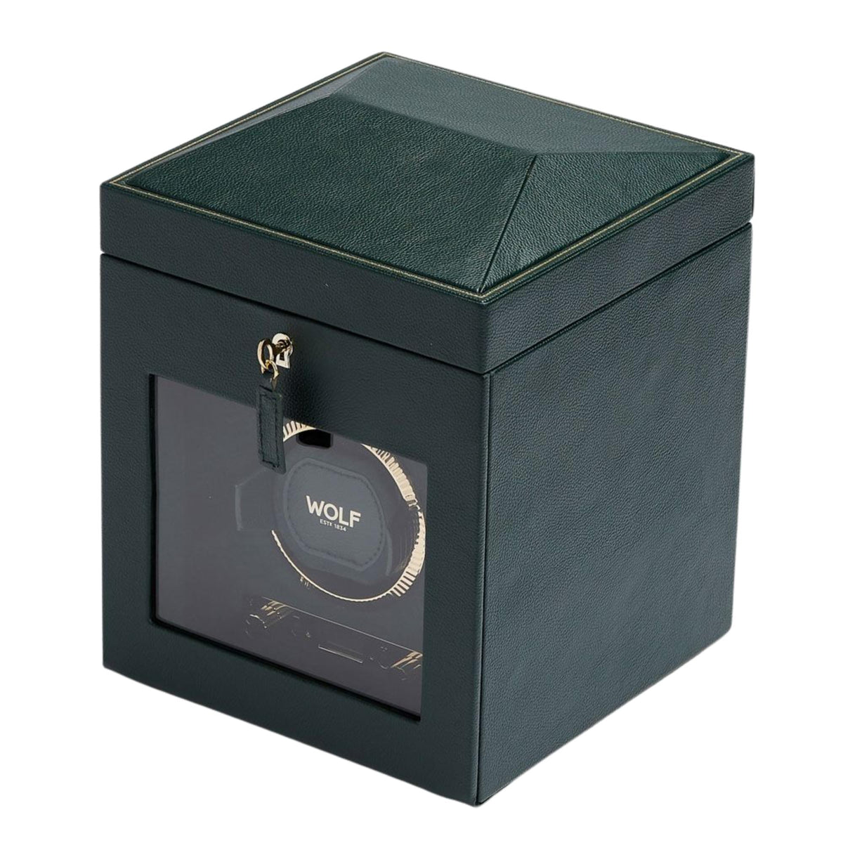 WOLF British Racing Green Single Watch Winder with Storage 792141