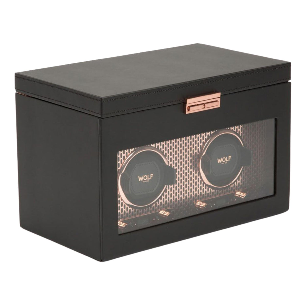 WOLF Axis Copper Double Watch Winder with Storage 469316