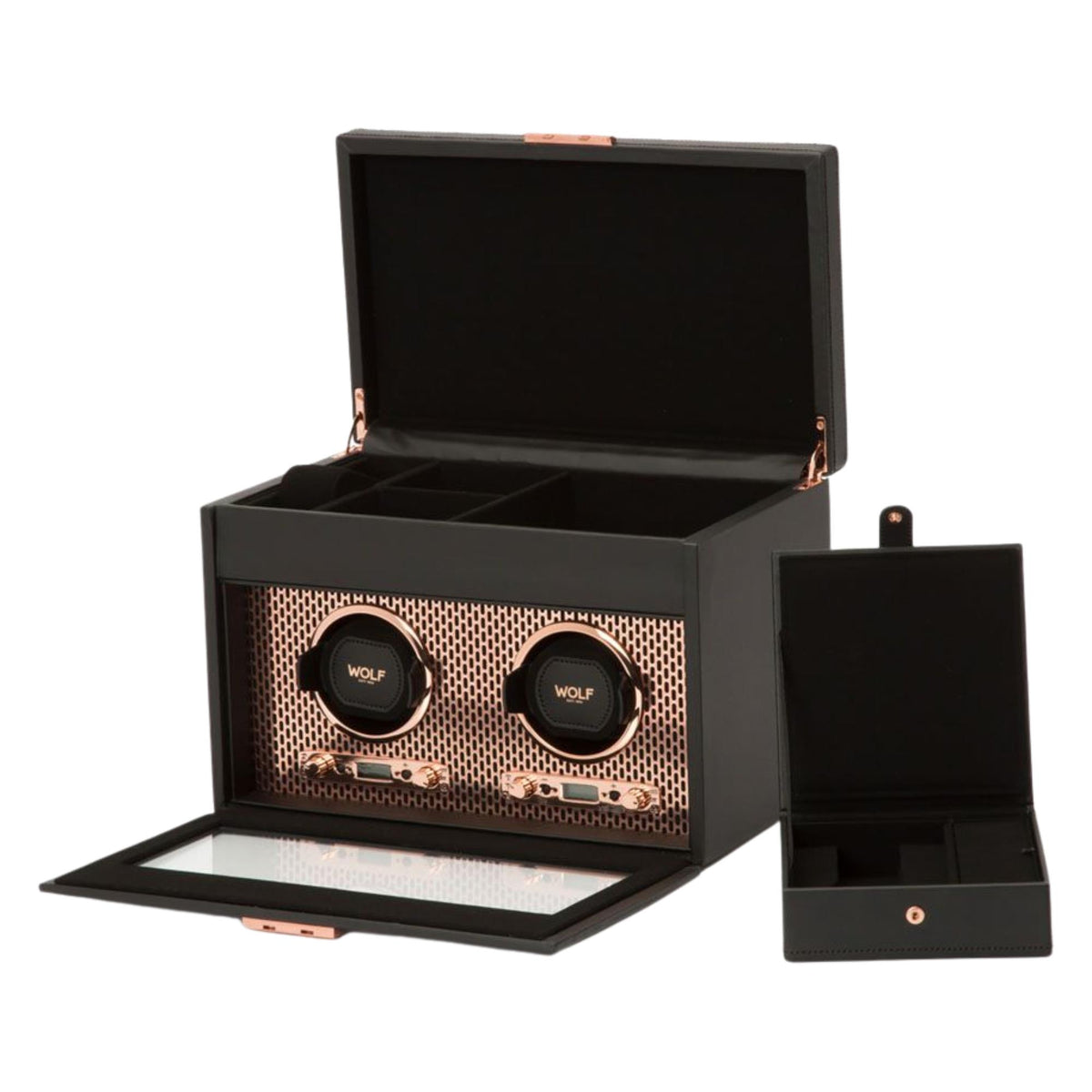 WOLF Axis Copper Double Watch Winder with Storage 469316