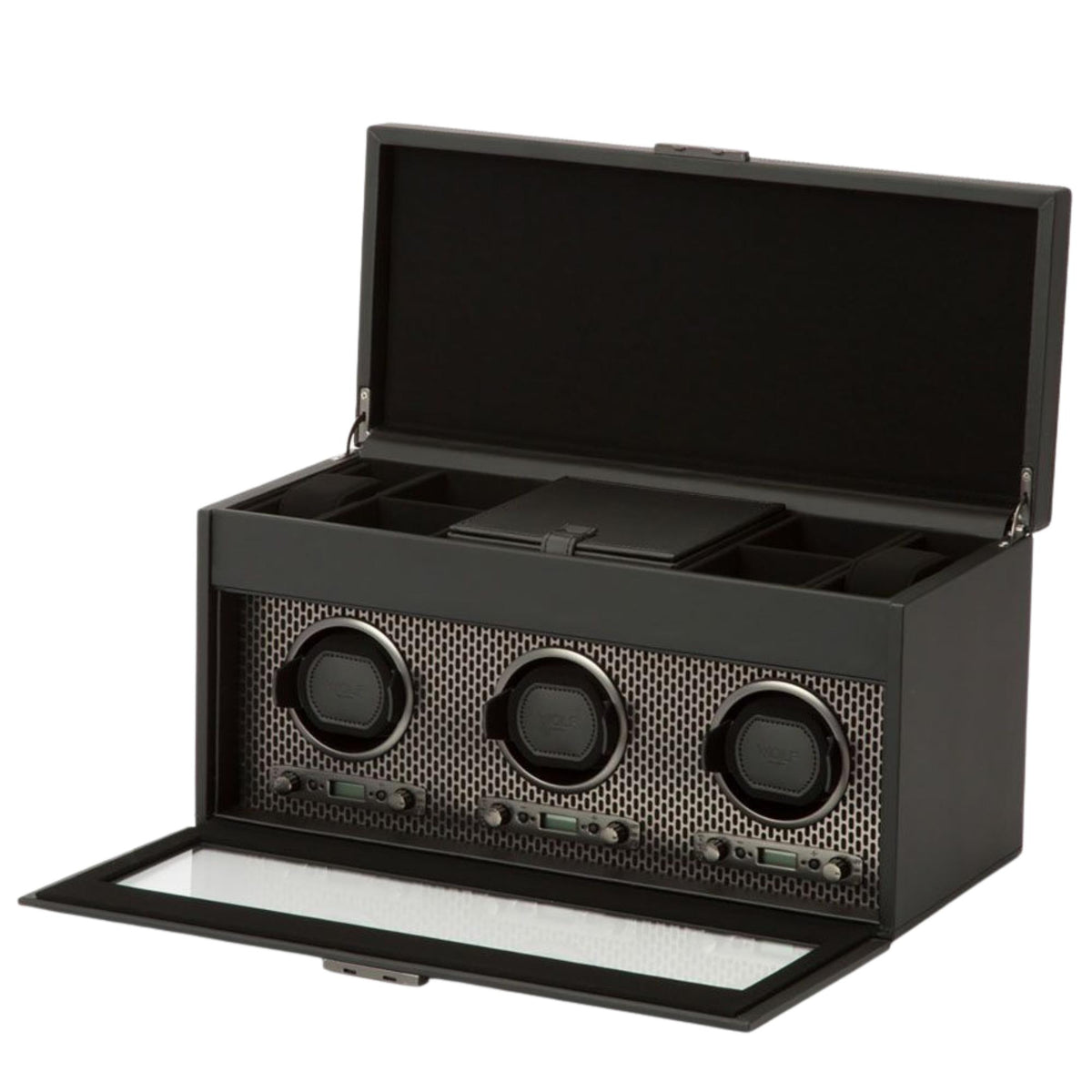 WOLF Axis Powder Coat Triple Watch Winder with Storage 469403
