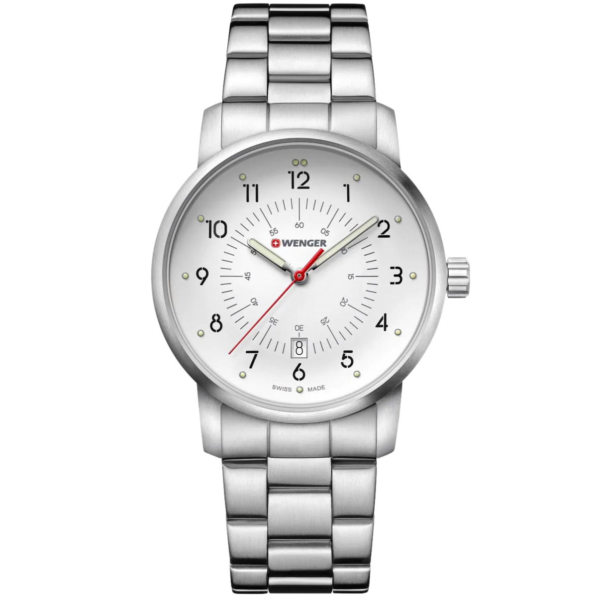 Wenger Avenue 42mm White Dial Steel Mens Quartz Watch 01.1641.114