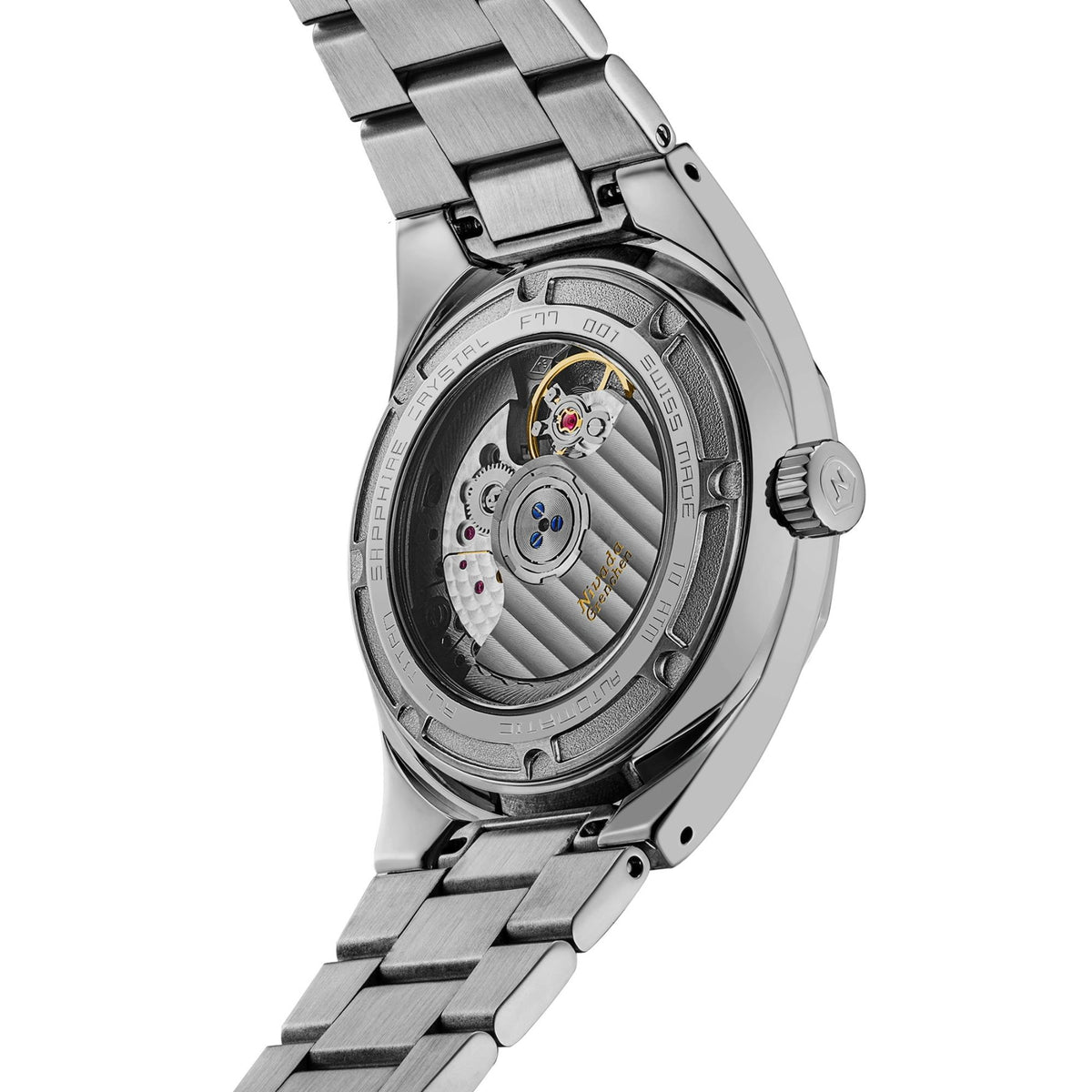 Nivada Grenchen F77 MK2 38mm Open Heart Meteorite Dial Titanium Mens Automatic Watch 68052A77