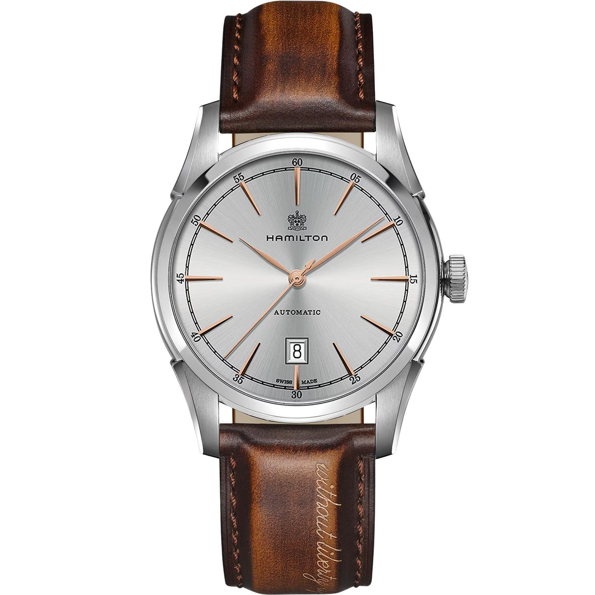 Hamilton American Classic Spirit of Liberty 42mm Silver Dial Leather Mens Automatic Watch H42415551