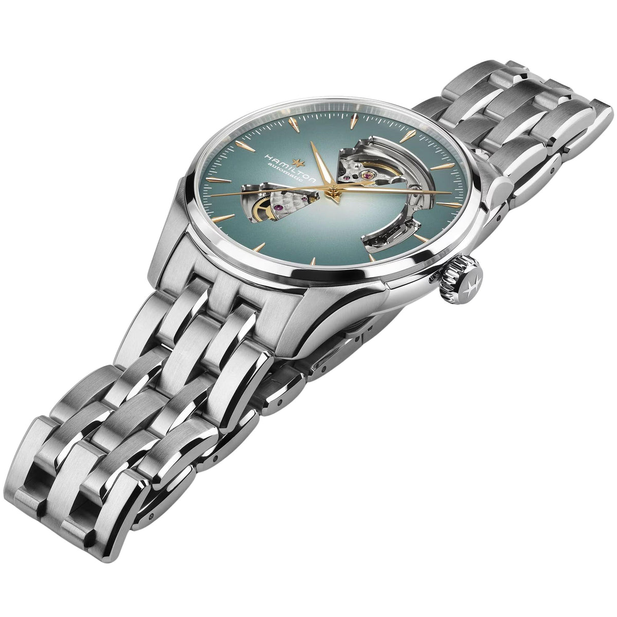Hamilton Jazzmaster 40mm Open Heart Blue Dial Steel Mens Automatic Watch H32675141