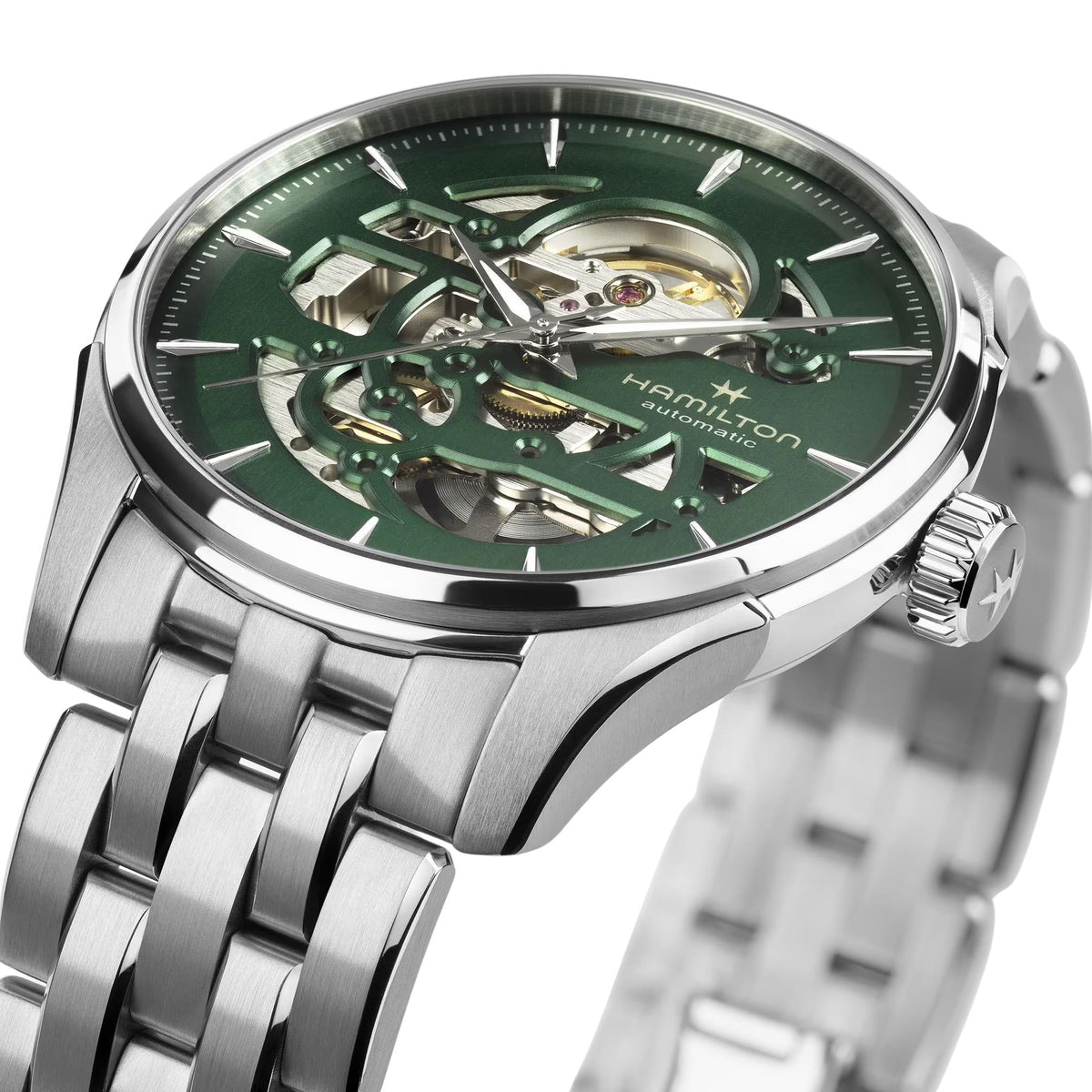 Hamilton Jazzmaster 40mm Skeleton Green Dial Steel Mens Automatic Watch H42535160