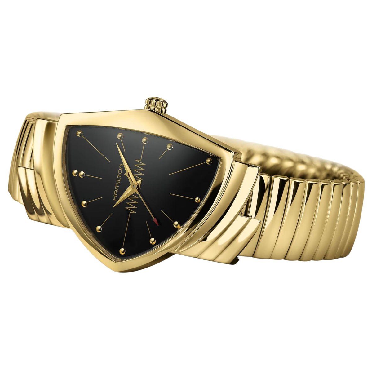 Hamilton Ventura 32mm Black Dial Yellow Gold-Tone Steel Mens Quartz Watch H24301131