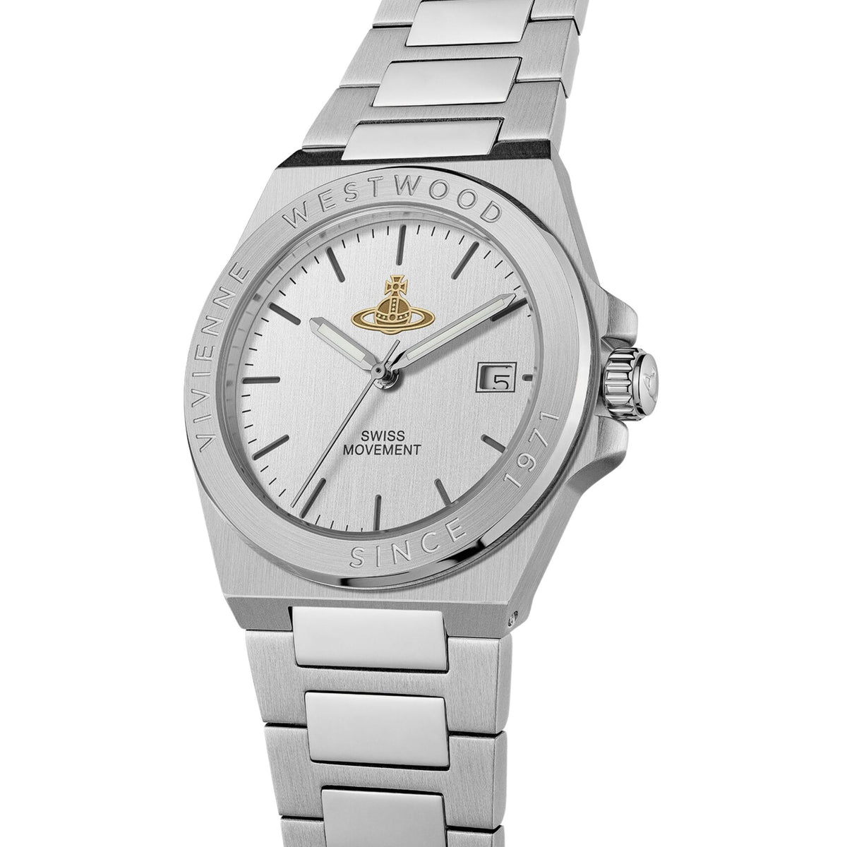 Vivienne Westwood The Hanwell 37mm Silver Dial Steel Quartz Watch VV335SLSL