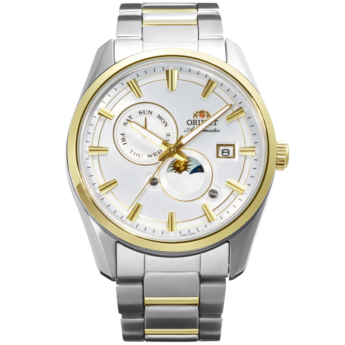 Orient Stretto Sun Moon 41.5mm White Dial automatic watch RA-AK0312S30B front view