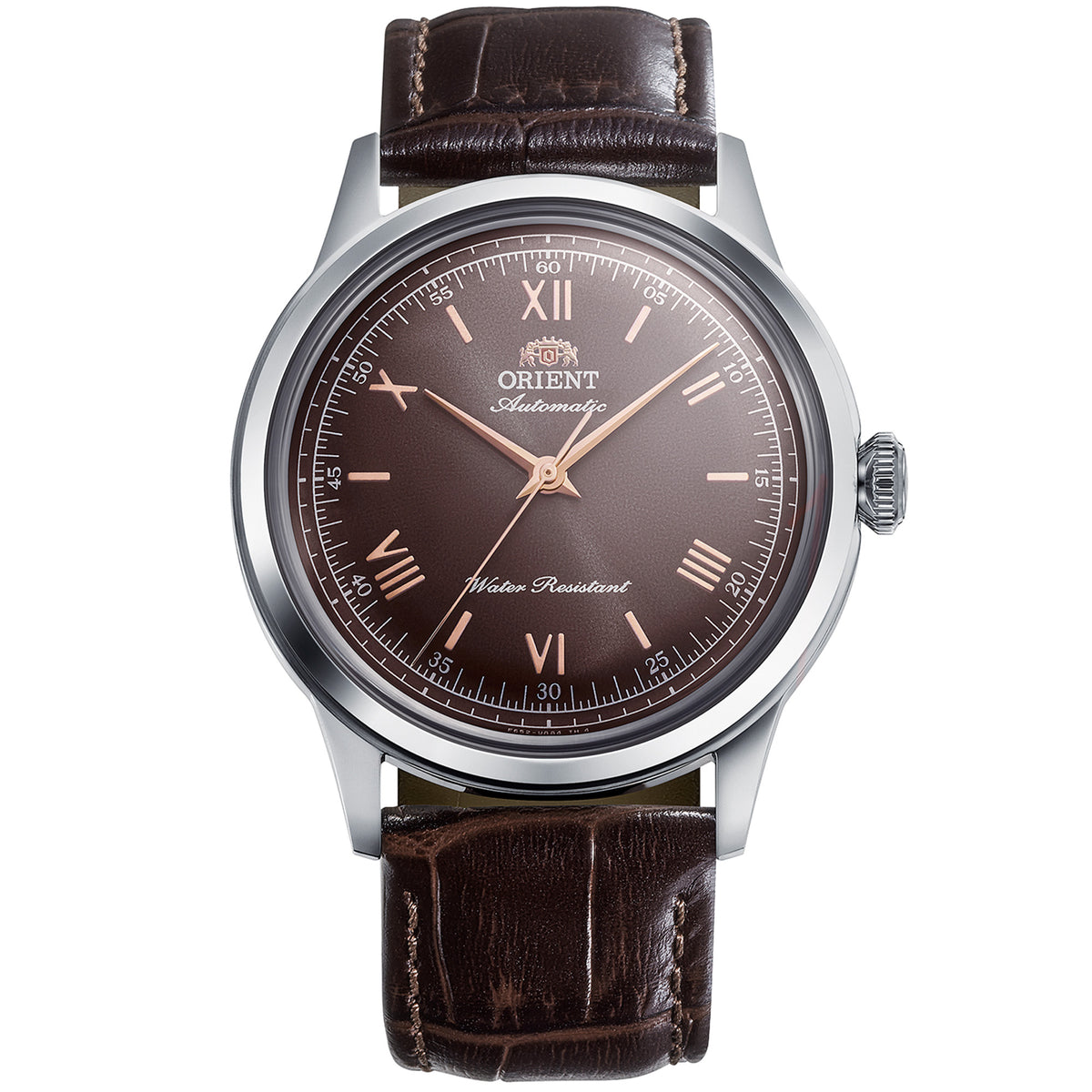 Orient Bambino 38mm Brown Dial Leather Strap automatic watch RA-BB0004Y30B front view