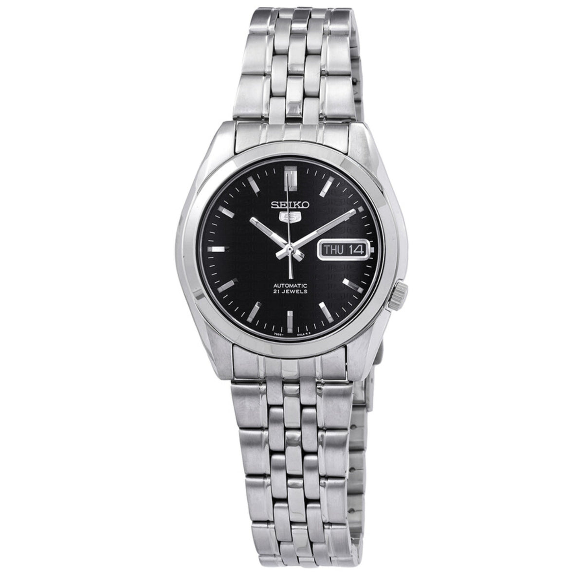 Seiko 5 Automatic Black Dial Steel Strap Men's Watch SNK361K1