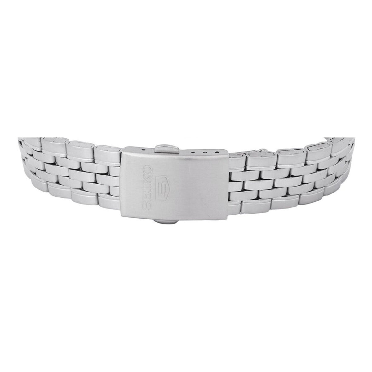 Men's stainless-steel watch buckle and linked bracelet, white clasp with engraved logo