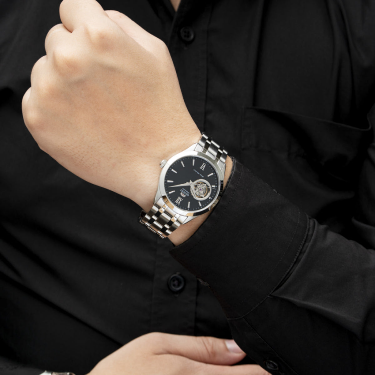 Orient Contemporary Open-Heart Black Dial Men's Watch TAG03001B00
