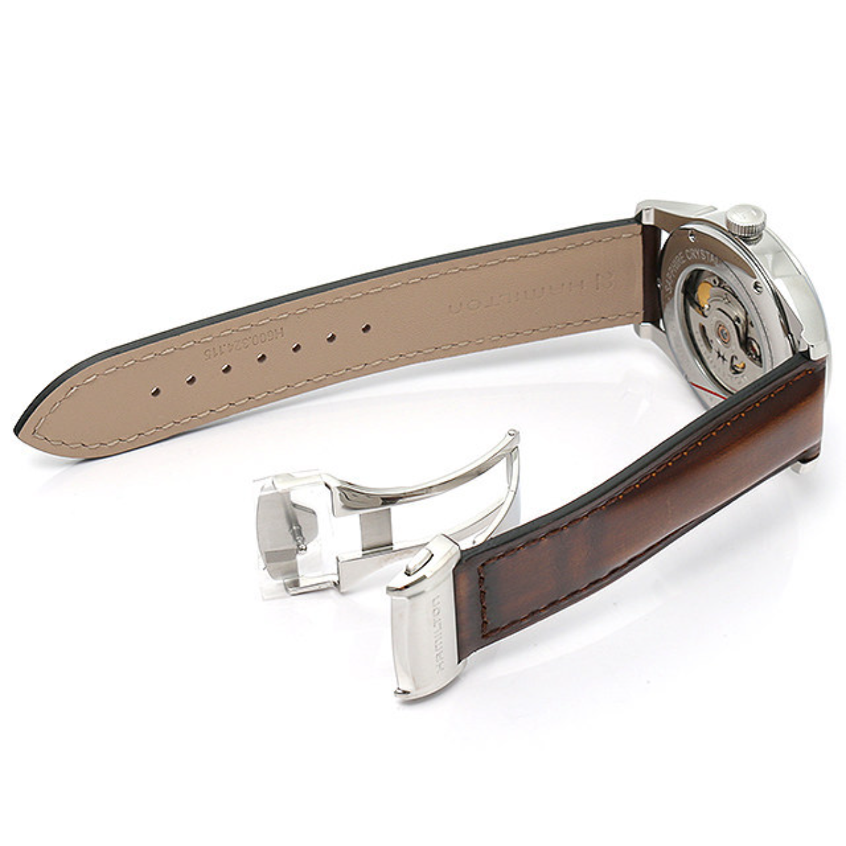 Hamilton American Classic Spirit of Liberty H42415541 brown leather strap and standard buckle detail