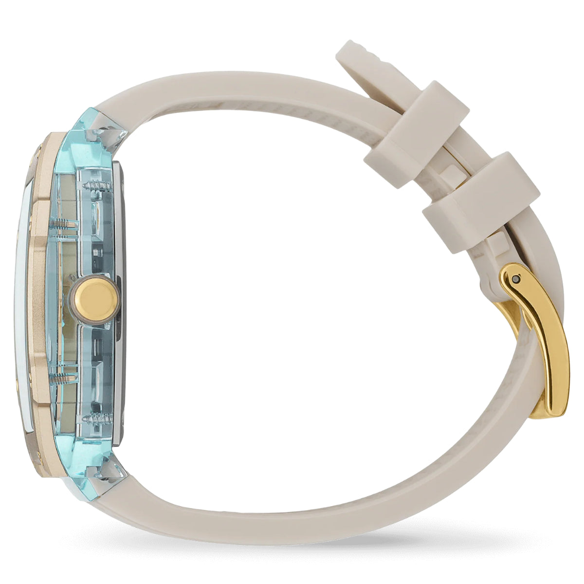 ICE Boliday quartz watch with beige silicone strap and light blue case detail