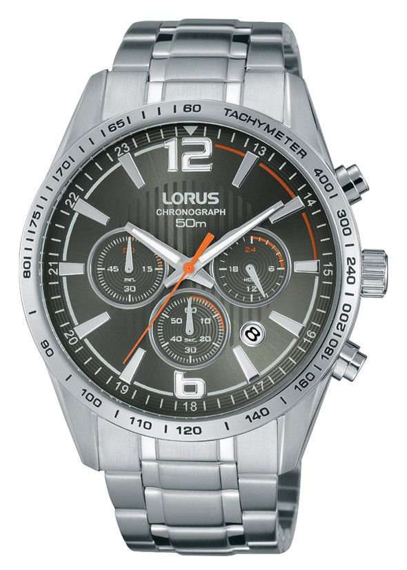 Lorus Sports Silver Stainless Steel Strap Gray Dial Men's Watch Chronograph RT301FX9 - WatchNation