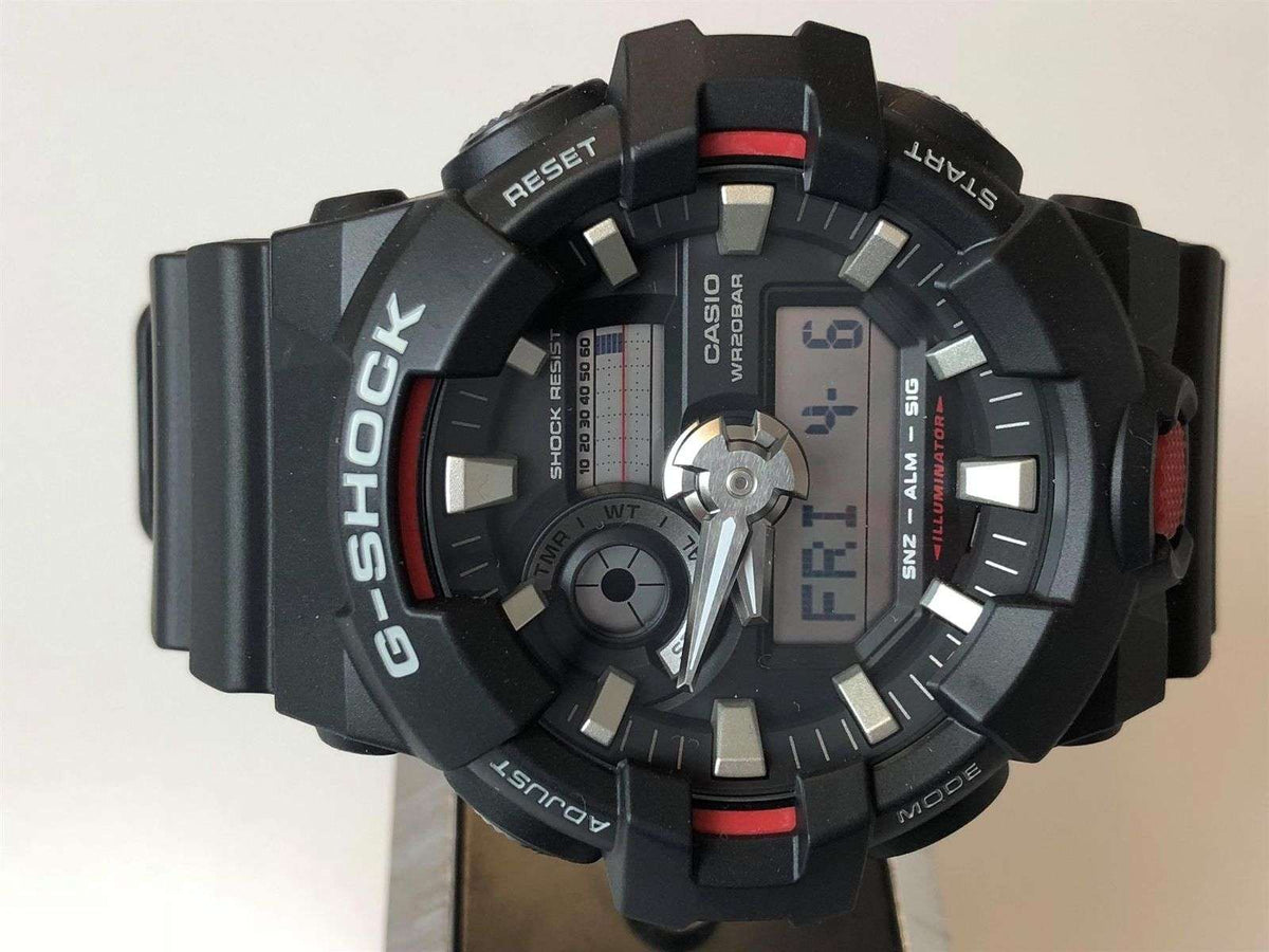 Casio G-Shock Black Red Men's Alarm Chronograph Watch GA-700-1AER - WatchNation