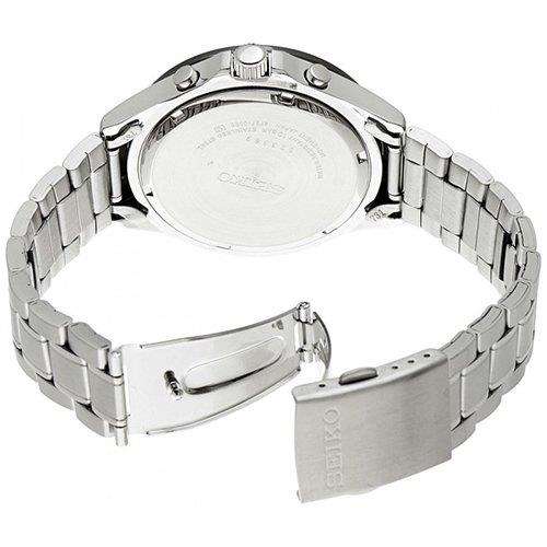 Stainless steel watch case back with engraved back and linked metal bracelet