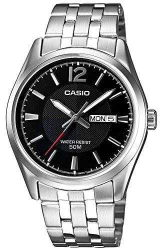 Casio Men's Quartz Watch with Silver Dial Analogue - Digital Display and Silver Metal Strap MTP1335PD-1AVEF - WatchNation