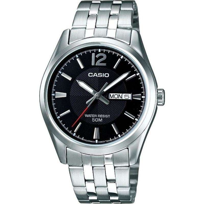 Casio Men's Quartz Watch with Silver Dial Analogue - Digital Display and Silver Metal Strap MTP1335PD-1AVEF - WatchNation
