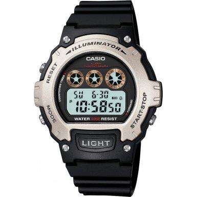 Casio Classic Collection Black Silver Unisex Sports Chronograph W-214H-1AVEF - WatchNation