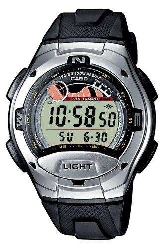 Casio men’s digital sports alarm chronograph watch, black dial, silver case, black strap