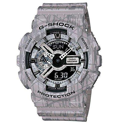 Casio G-Shock dive watch with black dial and grey resin strap
