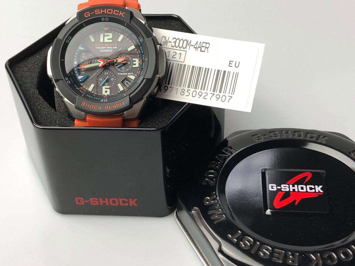 Casio G-Shock Master of G Gravitydefier Orange Strap Men’s Alarm Chronograph GW-3000M-4AER - WatchNation